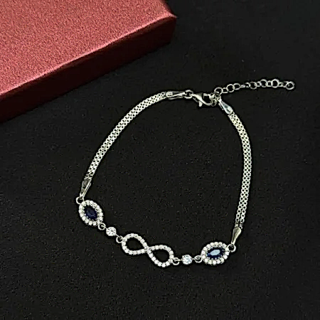 Mavi Ve Beyaz Zirkon Taşlı Sonsuzluk Kadın Bileklik