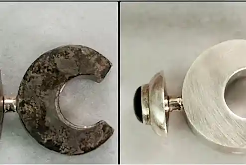 Antika takı restorasyonu öncesi ve sonrası görüntüsü