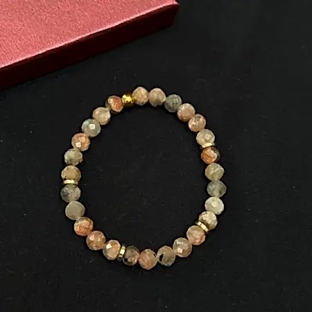 Fasetli Sitrin Doğal Taşlı Bileklik - El Yapımı ve 925 Ayar Gümüş Detaylı Model
