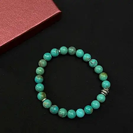 Firüze Doğal Taşlı Bileklik - El Yapımı ve 925 Ayar Gümüş Detaylı Model