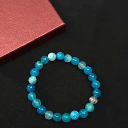 Mavi Akik Doğal Taşlı Bileklik - El Yapımı Huzur ve Denge Taşı