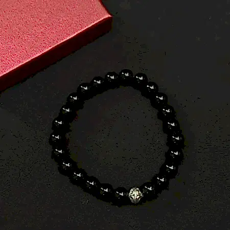 Oniks Doğal Taşlı Bileklik - El Yapımı ve 925 Ayar Gümüş Detaylı Model