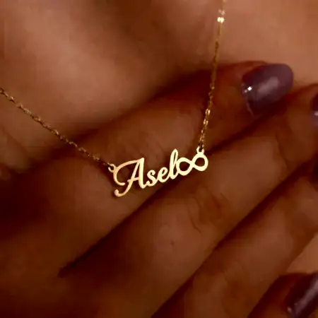 925 ayar gümüş sonsuzluklu tasarım isim kolye